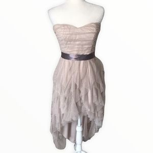 SPARKLY STRAPLESS DRESS WITH RUCHING AND STUNNING TIERED SKIRT